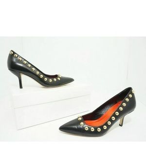 DVF Diane Von Furstenberg Black Leather Heels Pump